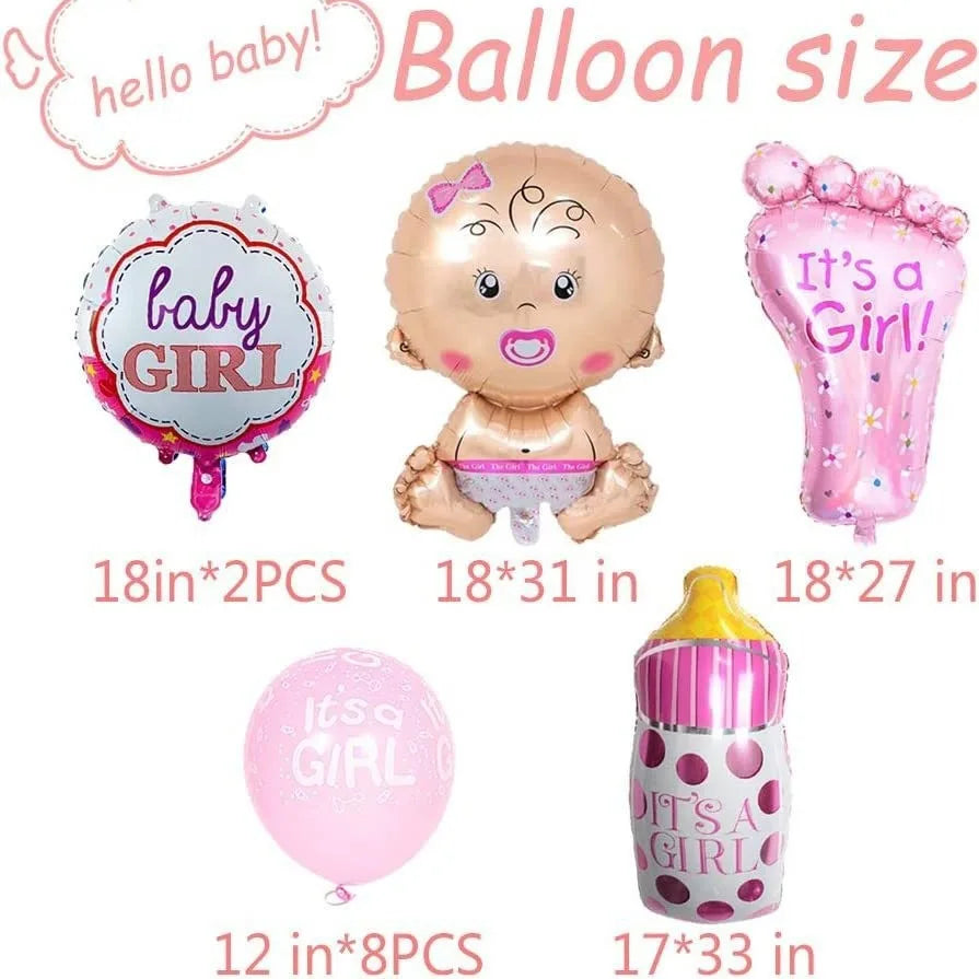 13pcs Baby Shower Boy Girl Decoration It's A Boy It's A Girl Baby Balloons Gender Reveal Kids Birthday Baptism Christening Party