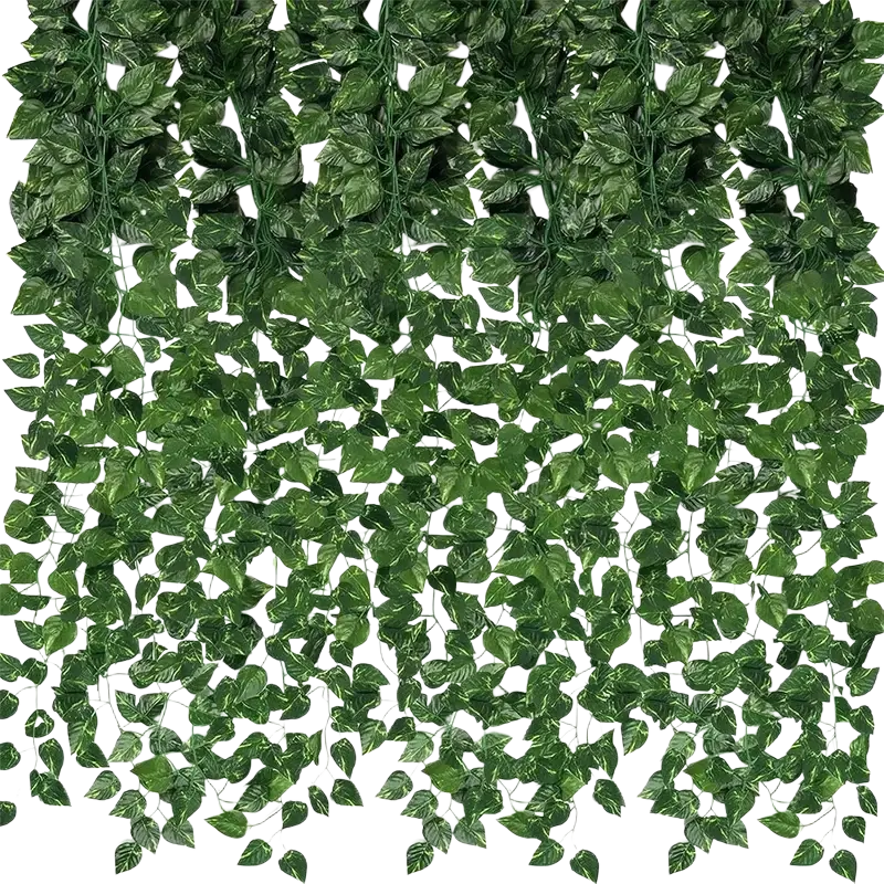Green artificial plant ivy leaf garland with detailed leaf patterns and realistic texture for indoor and outdoor decor
