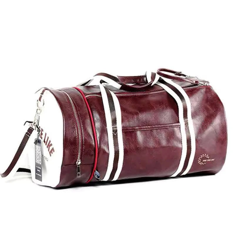 Gym Bag Men and Women Shoulder Bag Messenger Portable Training Basketball Bag Cylinder Travel Bags Sports Leather Handbag Tennis