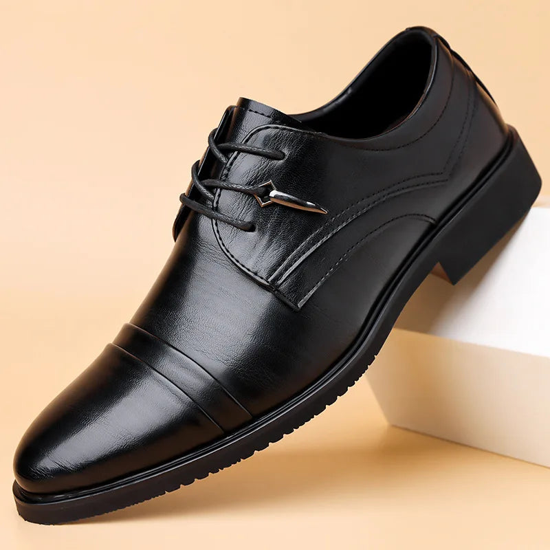 Men Leather Shoes British Style Business Dress Shoe Classic Laced Oxford Shoes Luxury Wedding Shoes for Men Casual Leather Shoe