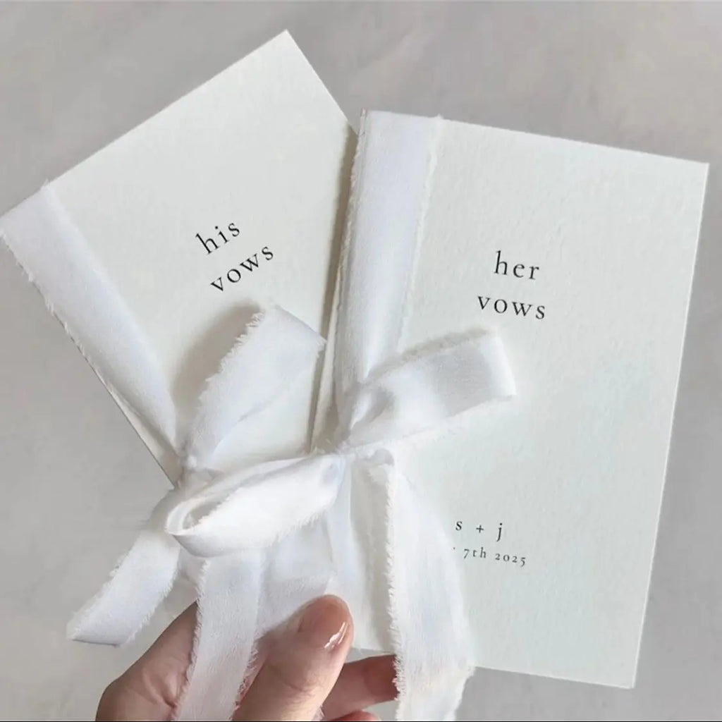 Set of 2 Personalized Wedding Vow Books His and Her Paper Vow Books Customized Wedding Vow Book with Silk Ribbon gift for Bride