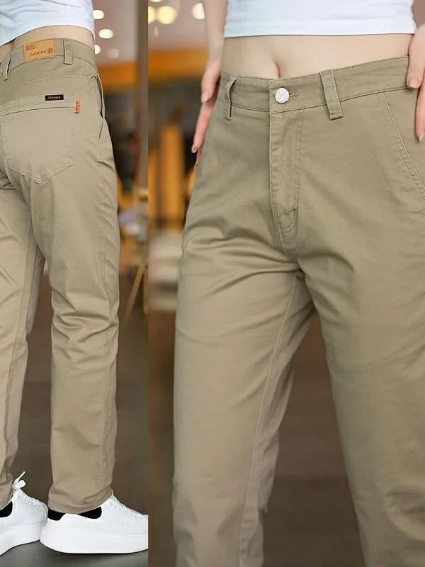Men's Cotton Casual Pants Straight Leg Fashionable All-Match Long Trousers Durable Clean-Keeping Pure Cotton Slim Fit Workwear