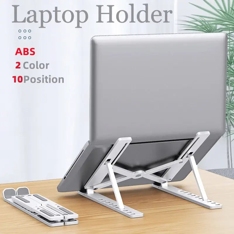 silberner faltbarer, verstellbarer Laptopständer mit 10 verstellbaren Positionen für ergonomische Nutzung