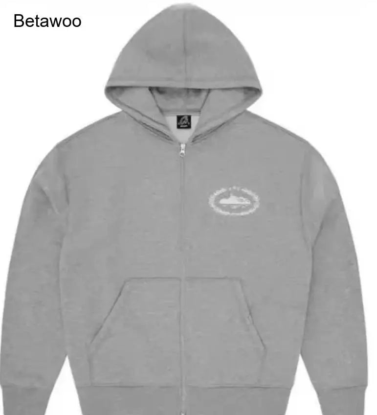 Men's Casual Zip Up Hoodie Solid Color Fleece Jacket with Pockets Full Zip Sweatshirt Outerwear