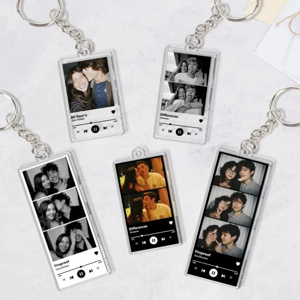 Personalized Spotify Music Player Keychain Your Own Photo Acrylic Keyring Custom Song Artist Picture Couple Anniversary Souvenir