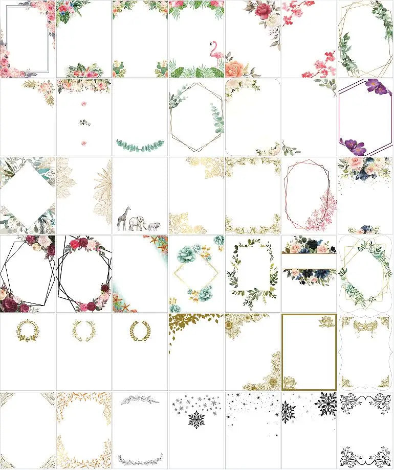 a set of ten jewish blessing card acrylic keychain party favors featuring delicate floral and geometric border designs in soft pastel hues with watercolor flowers and gold accents.