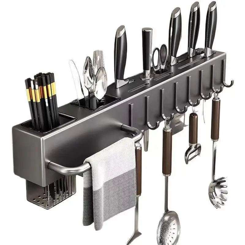 Tool-free Kitchen Shelf, Kitchen Accessories, Multifunctional Wall-mounted Chopstick Holder, Storage for Knives and Tools