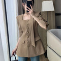 Women's Blazer 2025 Spring and Autumn New Style High-end Elegant Waist-cinching Square Collar Small Blazer