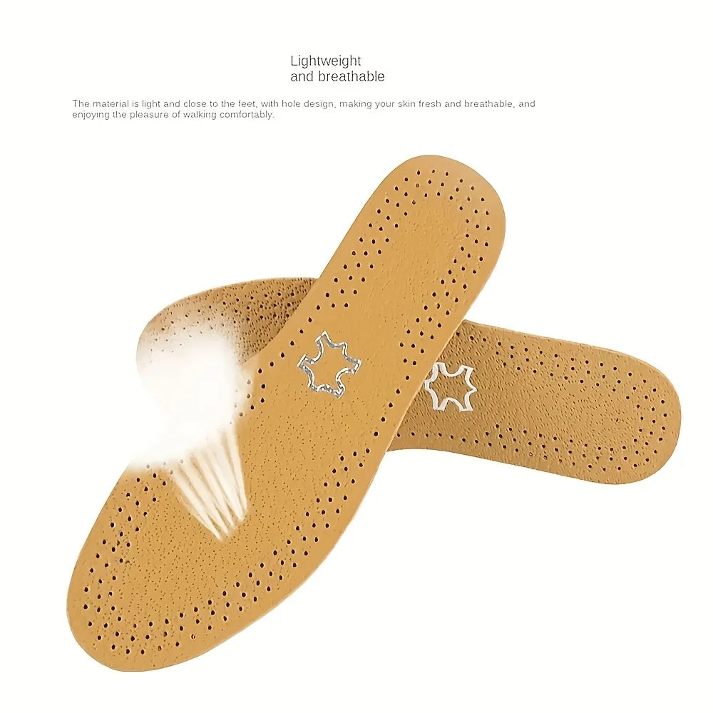 Upgrade Leather Comfortable and Durable Good foot feeling Insoles Soft Shock absorbing for Men and Women,Casual Footwear