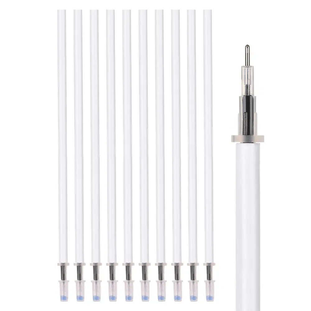 10PCS/Lot School Writing Supplies Office Black Ink White Color Shell Gel Pen Refills Medium Nib Core