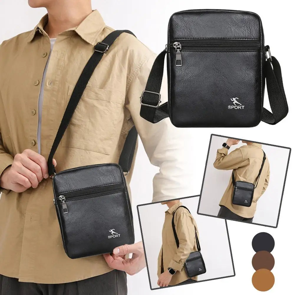 PU Leather Crossbody Messenger Bag For Men Office Worker Sling Shoulder Bags Travel Black Brown Khaki Handbags Small Totes