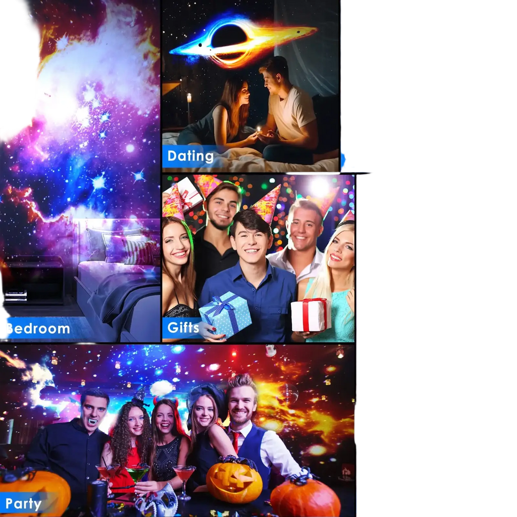 Vibrant galaxy projector pro with purple and blue cosmic projections white noise timer and bluetooth remote control