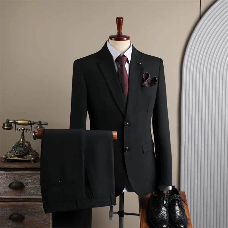 High End Business Men Suits Lightweight Luxurious Wrinkle Resistant Professional Suit  Fashion Urban Commut Wedding Banquet Suit