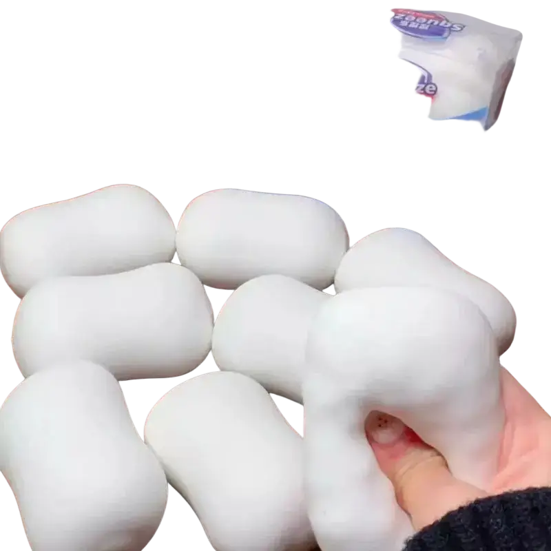 White squeeze brand soap squishy toy with soft pliable texture for stress relief and hand decompression