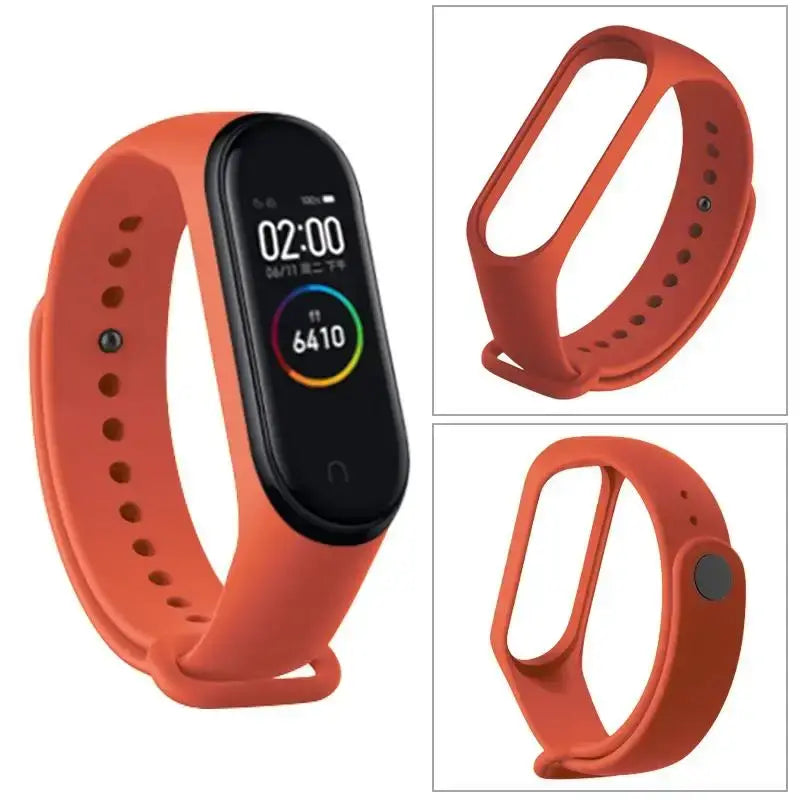 Orange silicone wristband silicone bracelet designed for the Xiaomi Mi Band 4 fitness tracker wristband silicone bracelet.