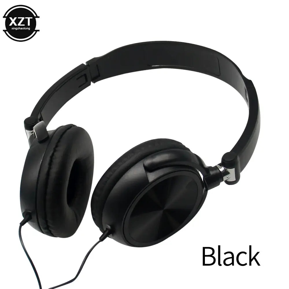 black wired headphones with hd sound and bass hifi stereo featuring a sleek glossy finish and padded earcups designed for sound wired headphones and ear headsets bass use