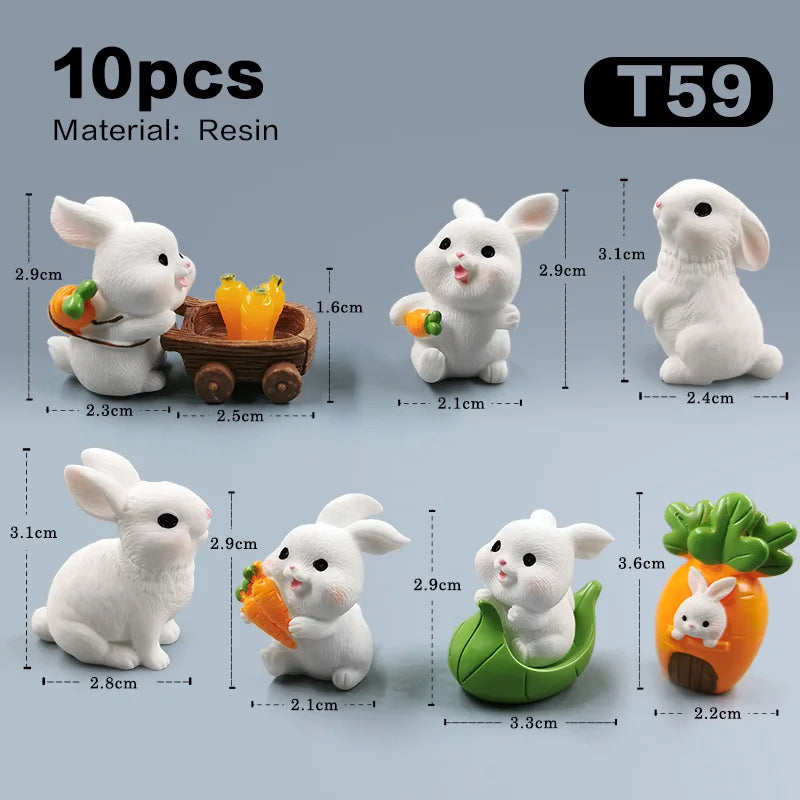 Easter White Rabbit Figurine Japanese Korean Style Dollhouse DIY Home Decor Miniature Fairy Garden Decoration Accessories Modern