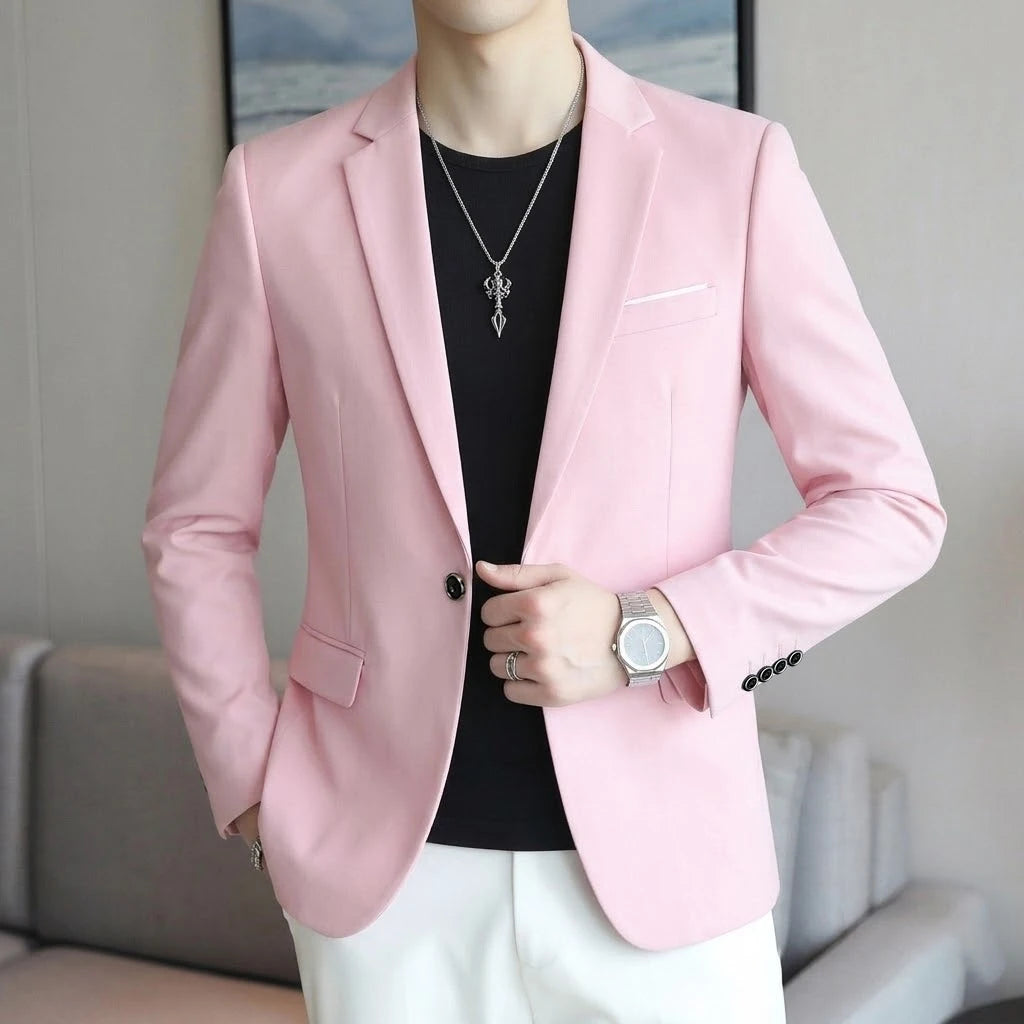Men's Slim Fit Blazer 18 Colors Casual Business Suit Jacket One Button Notched Lapel Formal Dress Blazer for Wedding Party W