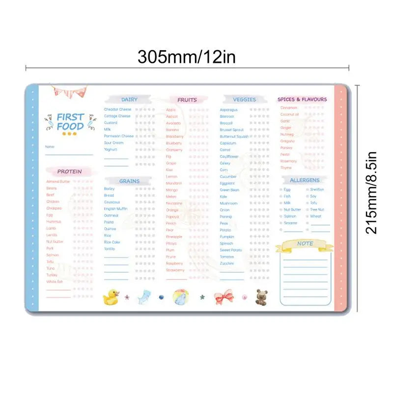 Baby First Foods Checklist Magnetic Repeatable Baby Feeding Tracker Weaning Essential Reusable Toddler Food Chart Fridge Magnet