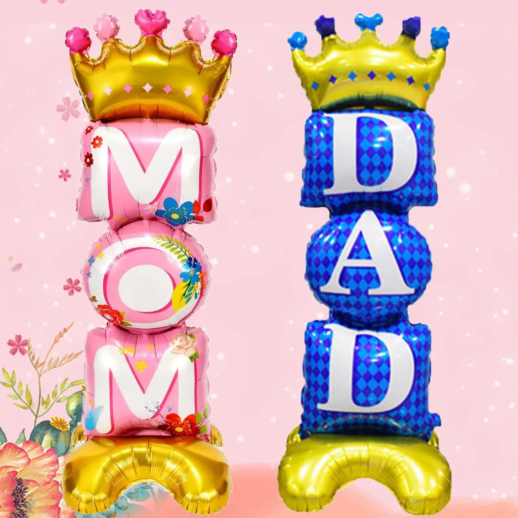 1pc stand Crown MOM DAD Foil Balloons Best Dad Father's Day Balloon Mother's Day Father's Day Decorations