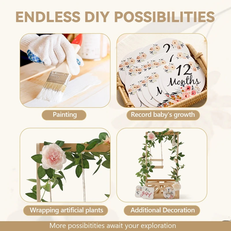 Baby Birthday Party Decorations Wooden Storage Basket The Baby's Room Decorated With Furniture DIY Baby Photography Accessories