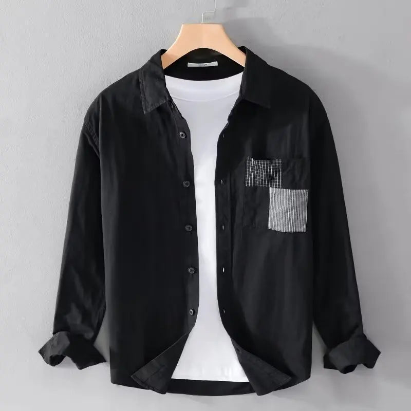 Men's Long-sleeved Shirt Casual Loose 2025 Spring and Autumn Shirt Jacket Trendy Versatile Japanese Work Tops