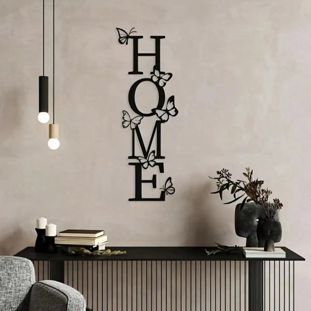 Butterfly Accent Vertical Metal Wall Decor - Fade-Resistant Modern Art for Bedroom & Bathroom
