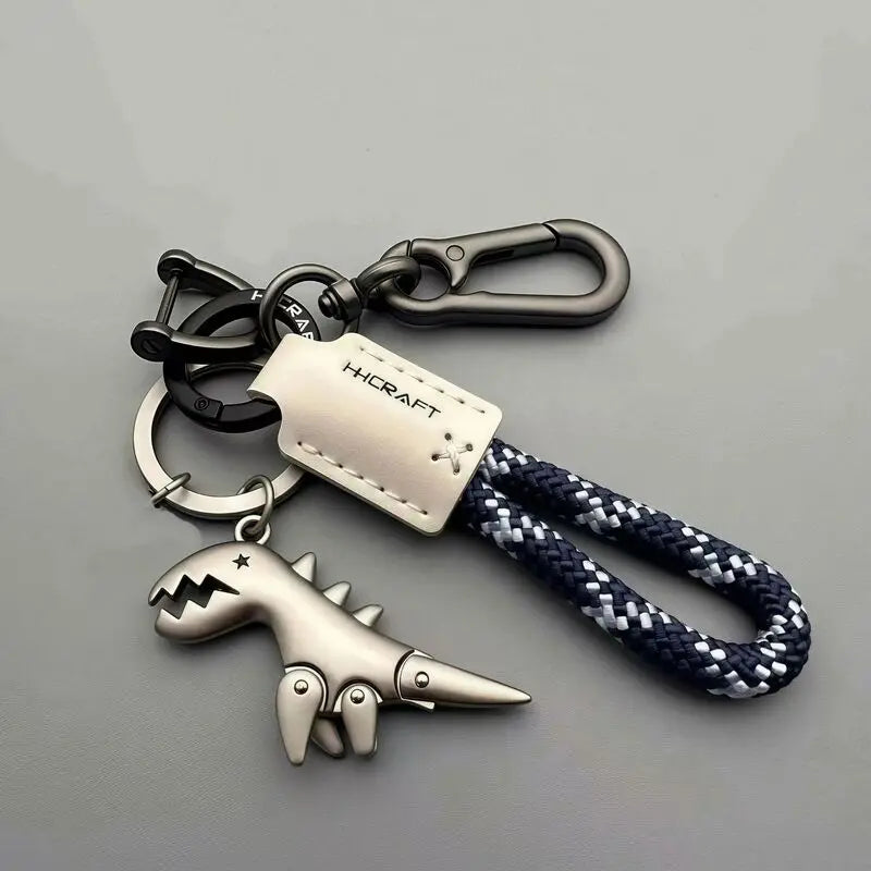 Cute Cartoon Dinosaur Keychain, Exquisite Leather Rope Key Ring for Women, Car Keychain & Bag Pendant Gift