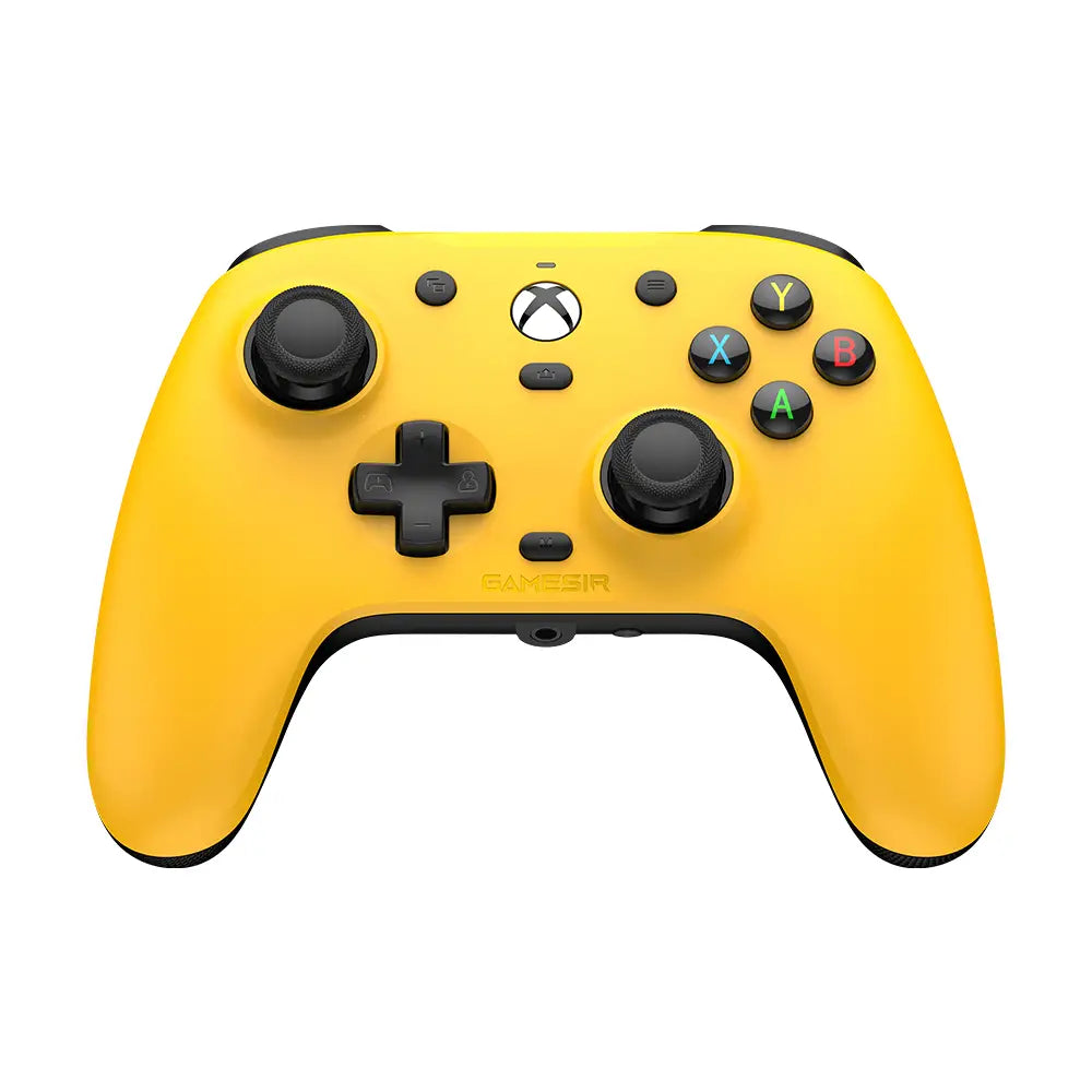 Vibrant yellow wireless Xbox controller with black textured grips and buttons featuring the iconic X button logo included in the Gamesir G7 Magnetic Faceplate and Accessories Kit.