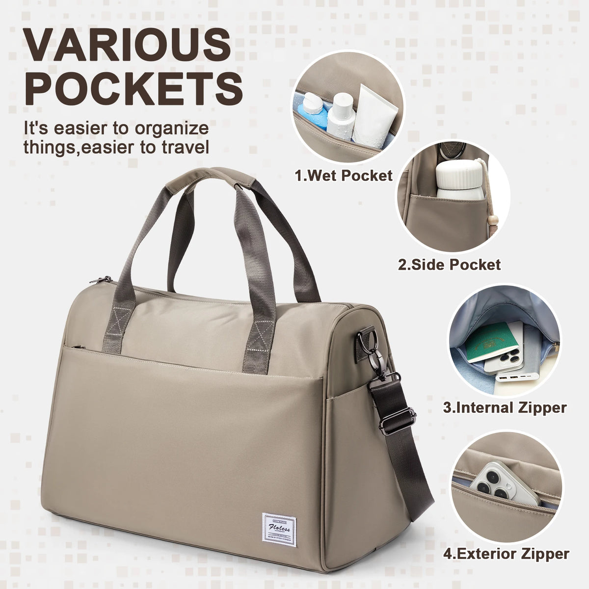 Sports Bag Gym Bag for Men Women Travel Bag with Shoes and Wet Compartments Weekend Bag Travel Duffle Bag Sports Bags Fitness