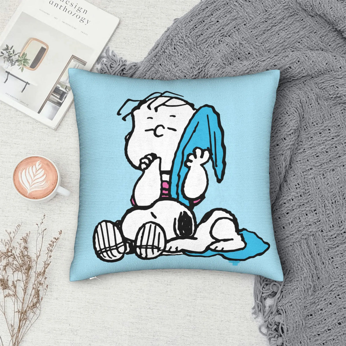 Valentine's Day  Linus & Snoopys Pillowcase Polyester Cushion Cover Decorative  Throw Pillow Case Cover Sofa Zippered 45X45cm