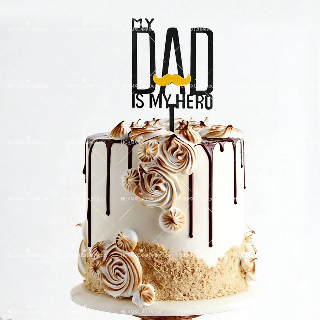 3pcs Happy Fathers Day Acrylic Cake Topper Set Best Dad Ever Cake Decor for Fathers Day Birthday Party Supplies