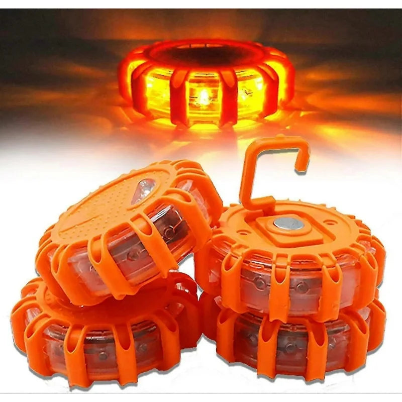 LED Road Flares Emergency Work Lights Disc Safety Flashing Roadside Magnetic Beacon Warning Light Traffic Help Flash Strobe Lamp