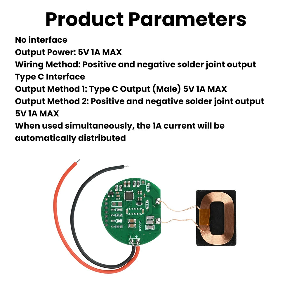 5W 5V 1A Wireless Charging Receiver Module Efficient Fast Charge Type-C Interface Compact Design DIY Projects Power Solution