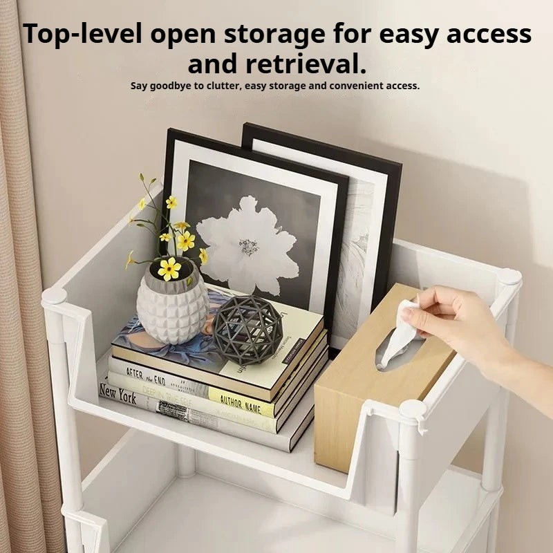 5-Tier Storage Rack - Kids Toy Organizer, Kitchen Snack Rack, Movable Shelf with Side Hooks for Home Organization & Storage