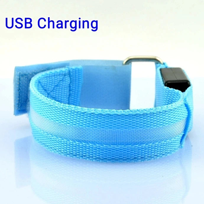 Outdoor Sports Armband LED Light Night Running Safety Belt USB Rechargeable Arm Leg Warning Wristband Cycling Bike Bicycle Light