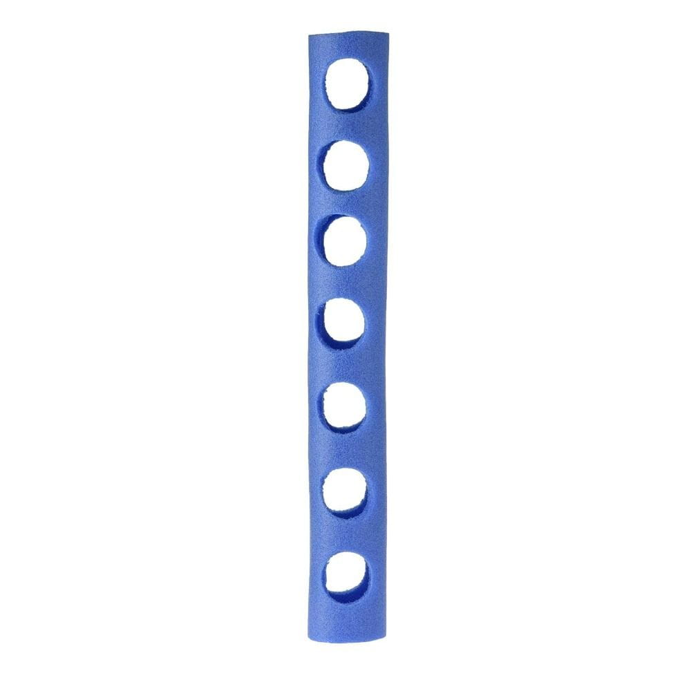 blue plastic pool noodle connector training aid float holder with six evenly spaced circular holes.