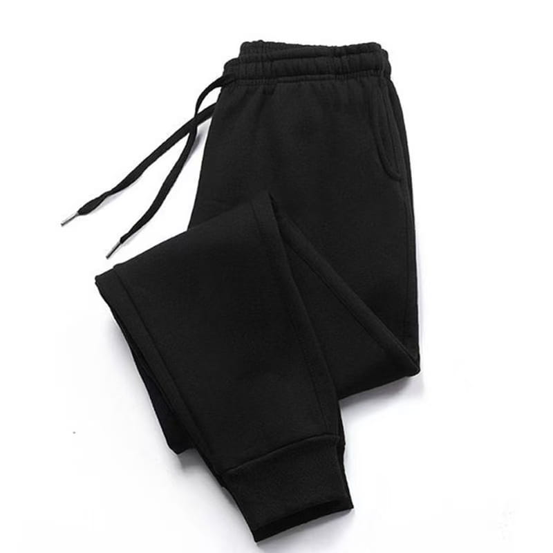 Jogging en molleton pour homme, décontracté, pour l’hiver, en coton noir, avec une ceinture élastique et un cordon de serrage conçu pour un port d’hiver casual
