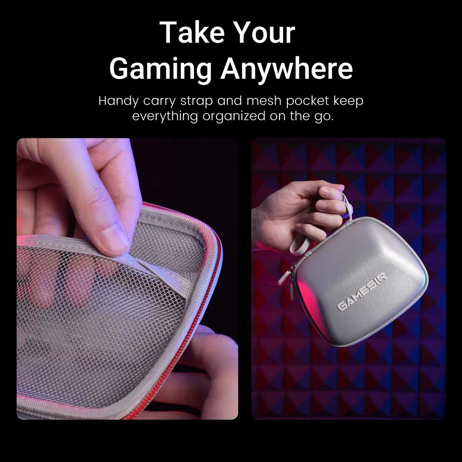 silver metallic gamesir g7 magnetic faceplate and accessories kit gaming accessory case with mesh pocket and carry strap