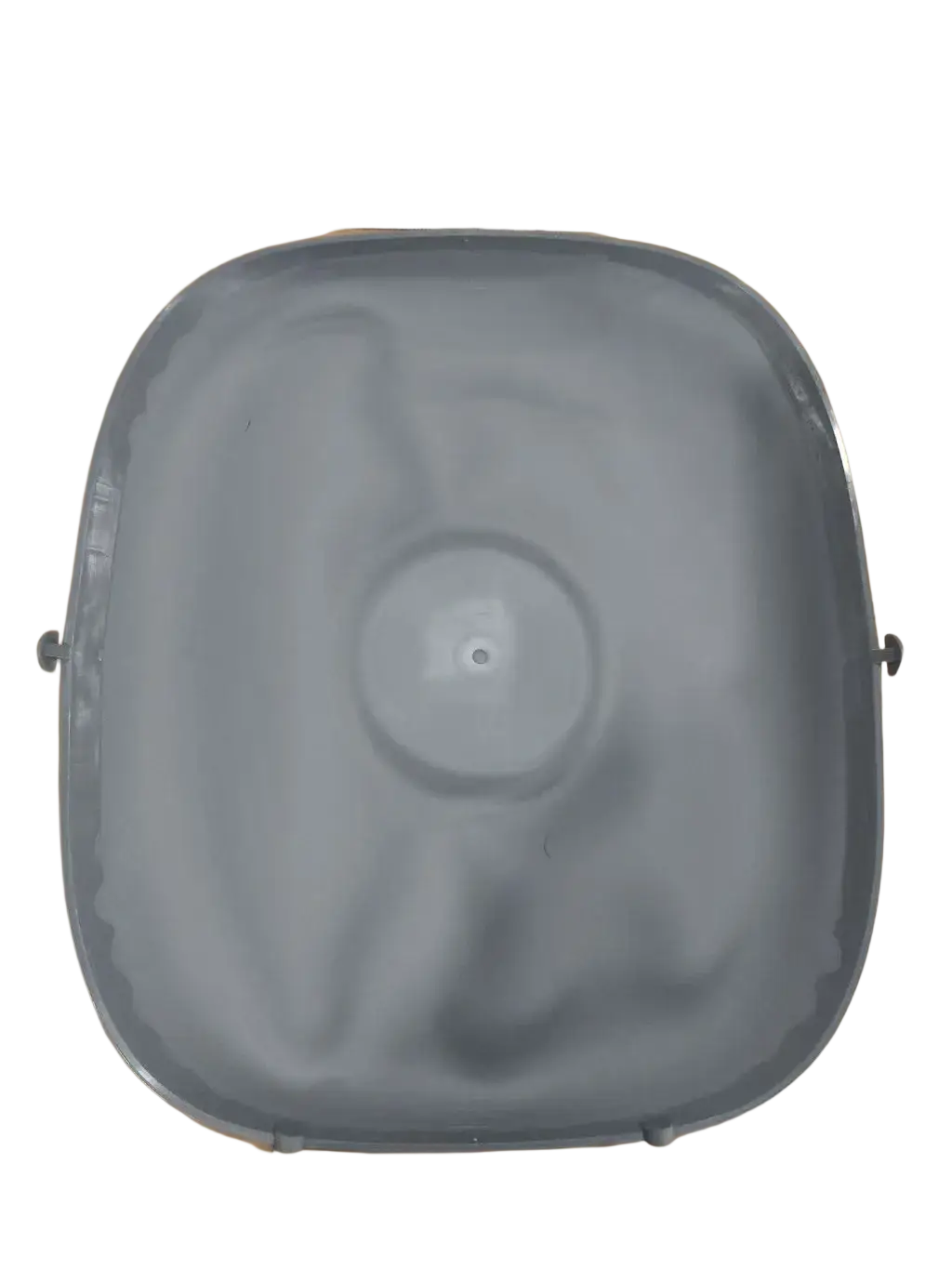 Gray plastic replacement silicone pad with rounded corners and central indentation for cat litter box use