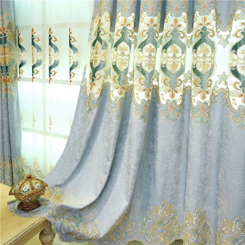 High Quality Customized Elegant Decorative Embroidered Curtains For Bedroom European-Style Luxury Villa Curtains For Living Room