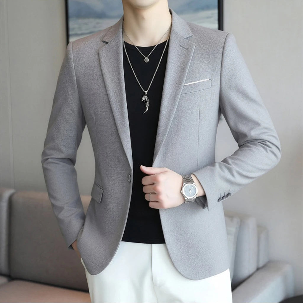 Men's Slim Fit Blazer 18 Colors Casual Business Suit Jacket One Button Notched Lapel Formal Dress Blazer for Wedding Party W