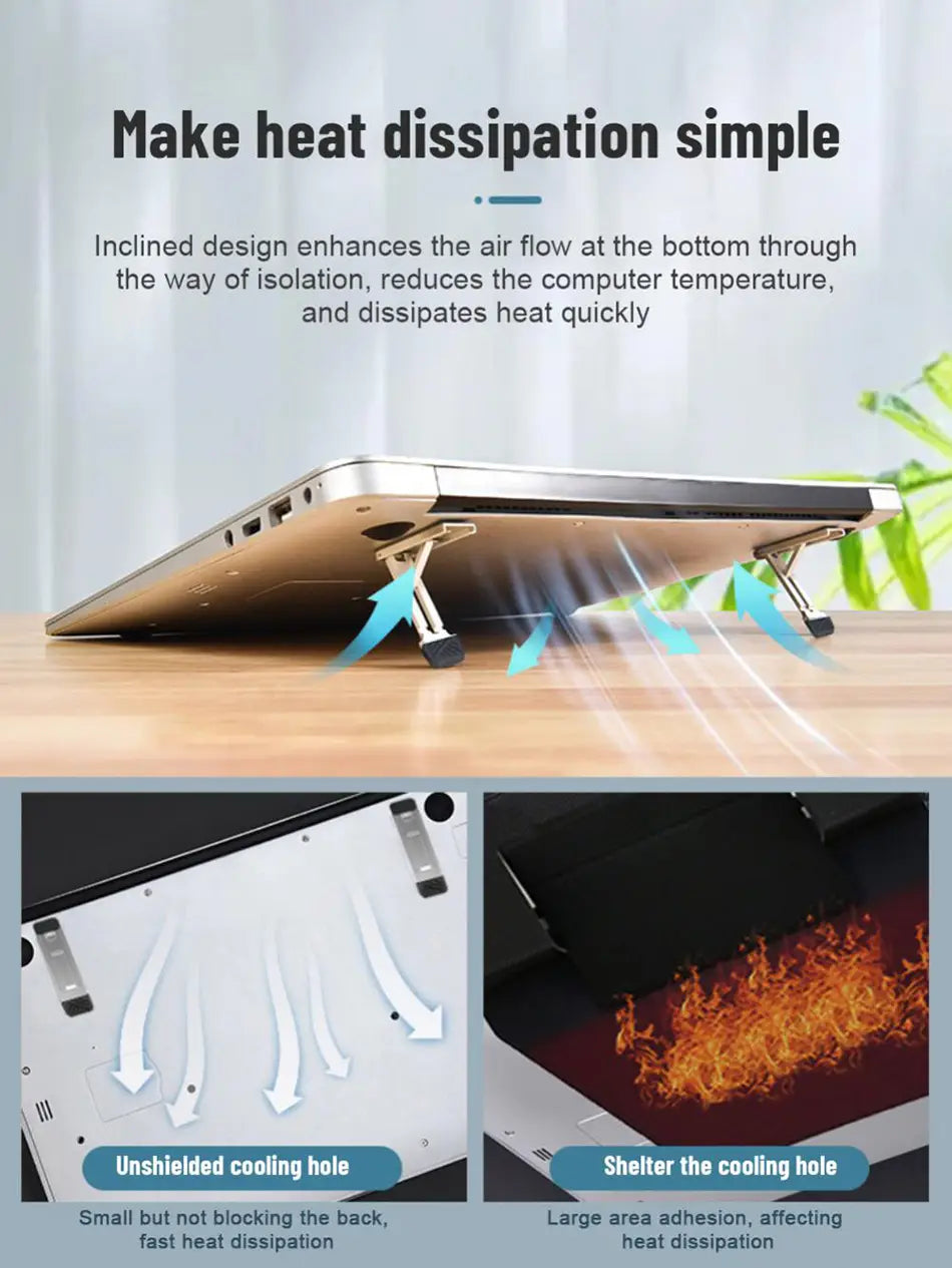 Silberner Aluminiumlegierungs-Laptop-Kühlständer mit geneigtem Design und verstellbaren Beinen, kompatibel mit Mobiltelefonen