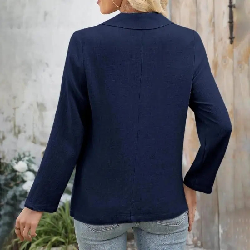 Stylish Blazers for Women Notch Lapel Long Sleeves and Convenient Pockets Durable Polyester Fabric Jackets 6XDA