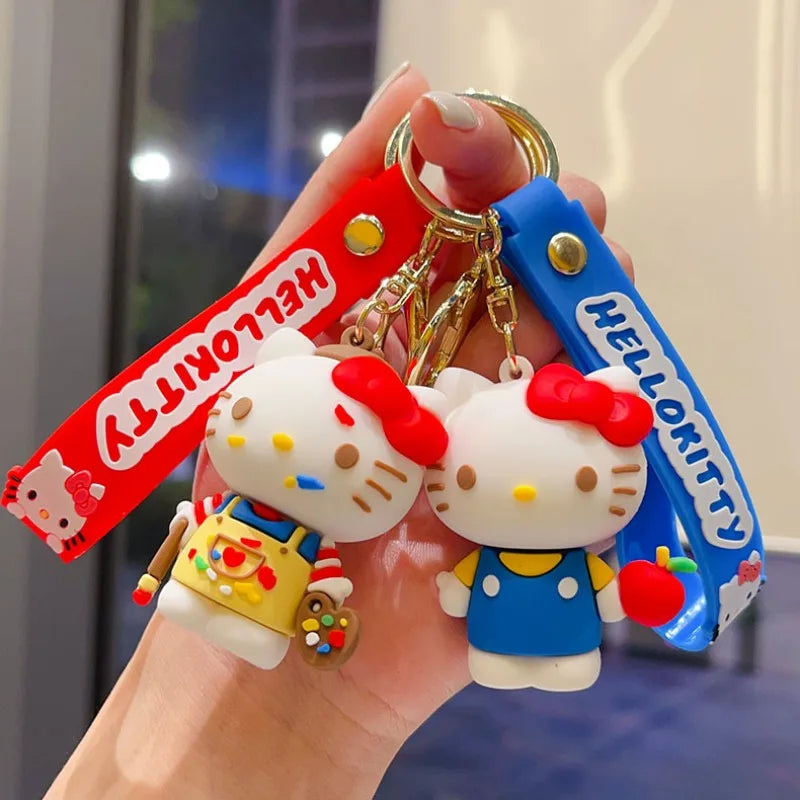 Cute Cat Keychain, Lovely Cartoon Design. Perfect Bag, Car Pendant Gift for Couples.