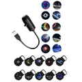 Black usb-powered projection lamp with flexible cord casting cosmic space scenes on walls or ceilings