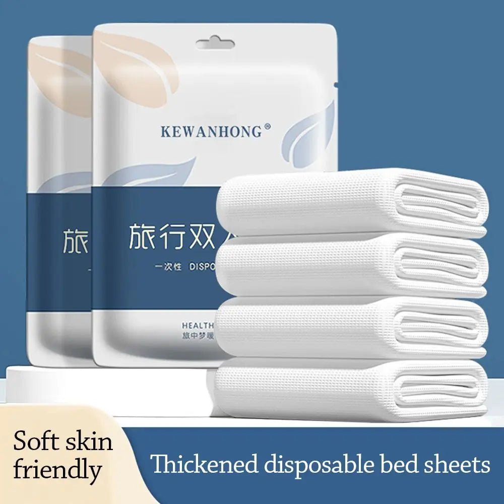 3 / 4-Piece Disposable Bed Sheet Non-Woven Bedding Set Duvet Cover Pillowcase Thickened Dirty Proof Isolation Sheets Travel