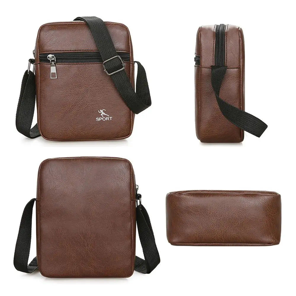 PU Leather Crossbody Messenger Bag For Men Office Worker Sling Shoulder Bags Travel Black Brown Khaki Handbags Small Totes