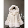 Women Autumn Winter Japanese Bow Ruffles Ponchos Lolita Style Sweet Kawaii Capes Coat Vintage Warm Comfy Outerwear Clothing
