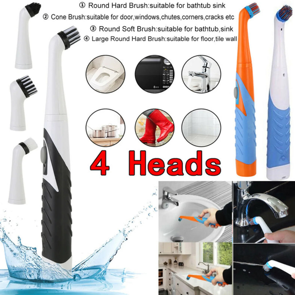 Household Kitchen Wall Cleaning Product Clean Glass Shoe Rotating Handle Brush Set Electric Floor Scrubber Cleaner Kit